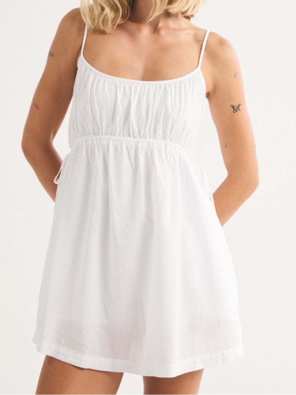 Abercrombie & Fitch White Cotton Spaghetti‑Strap Skort